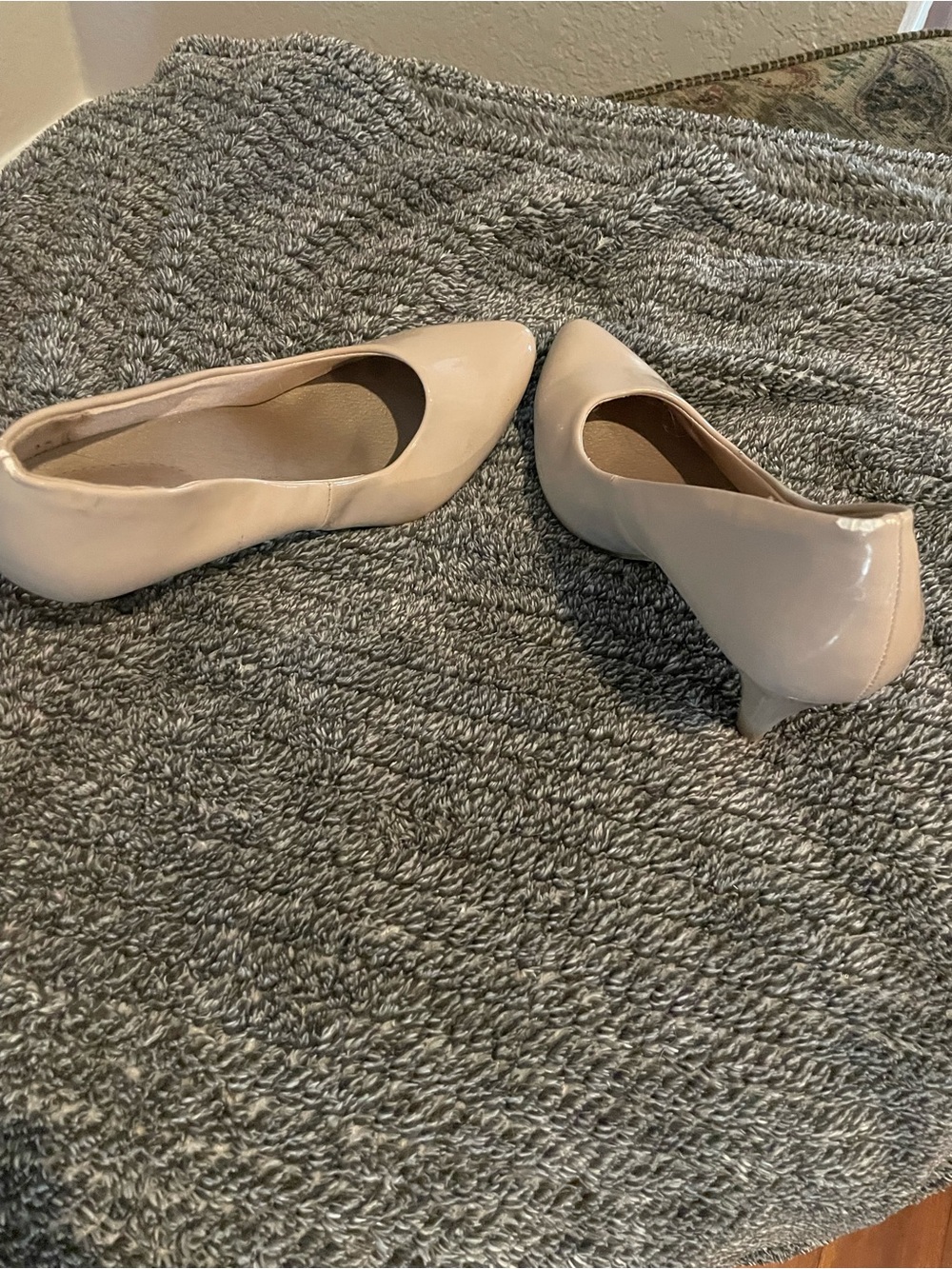 Classic Nude Patent Pointed-Toe Kitten Heels - Women
